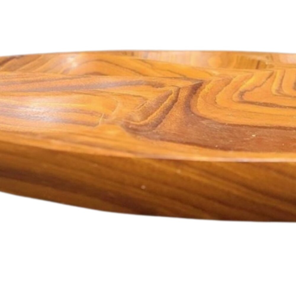 Vintage Solid Teak Serving Platter 6 Compartments 12" - Picture 3 of 4